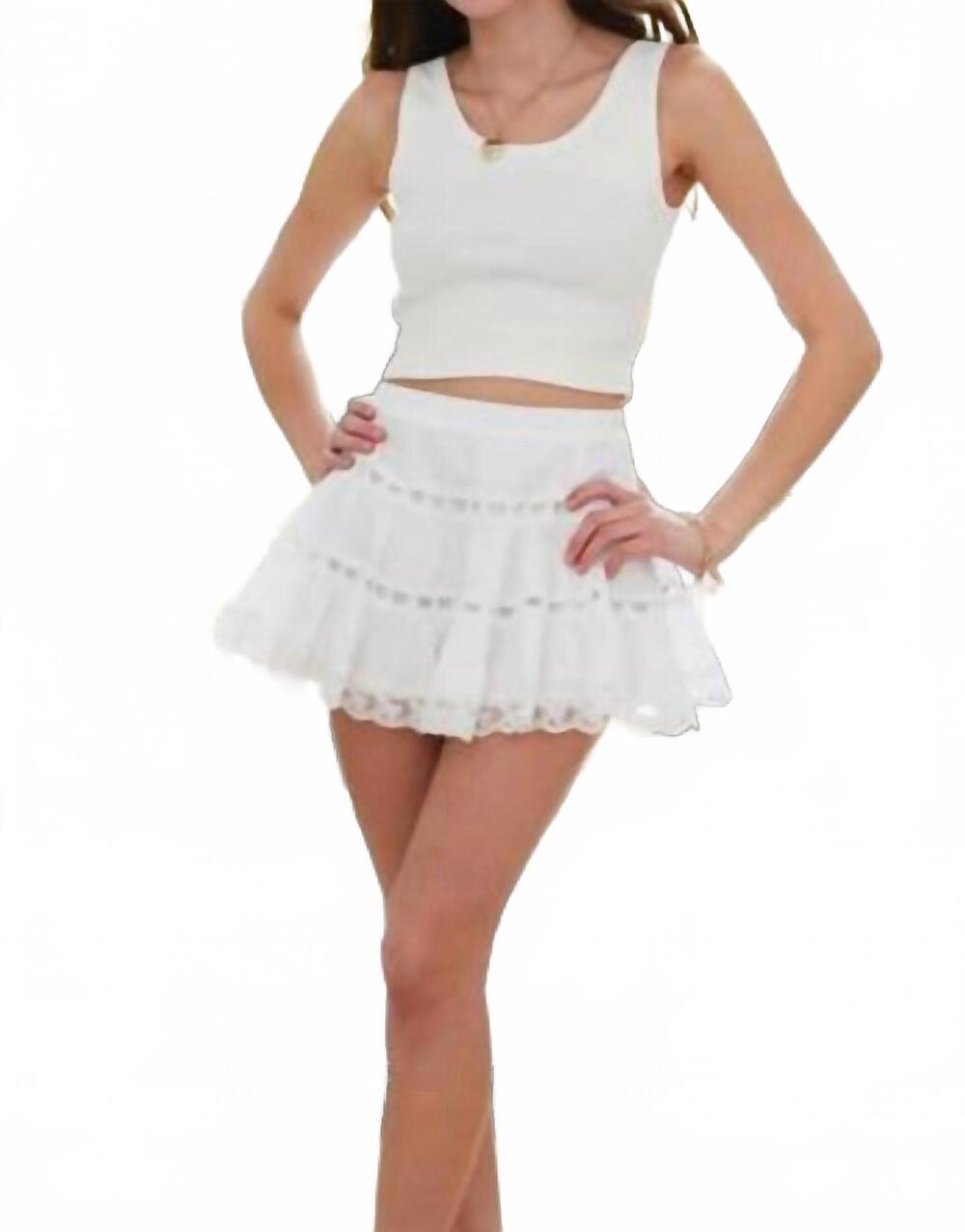 NEW THEME women's heart and lace mini skirt in white